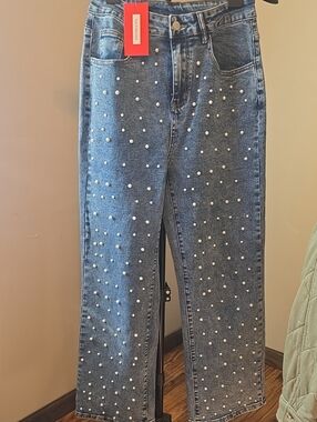 Kedera Pearl-Studded Blue Women’s Jeans Size MED
